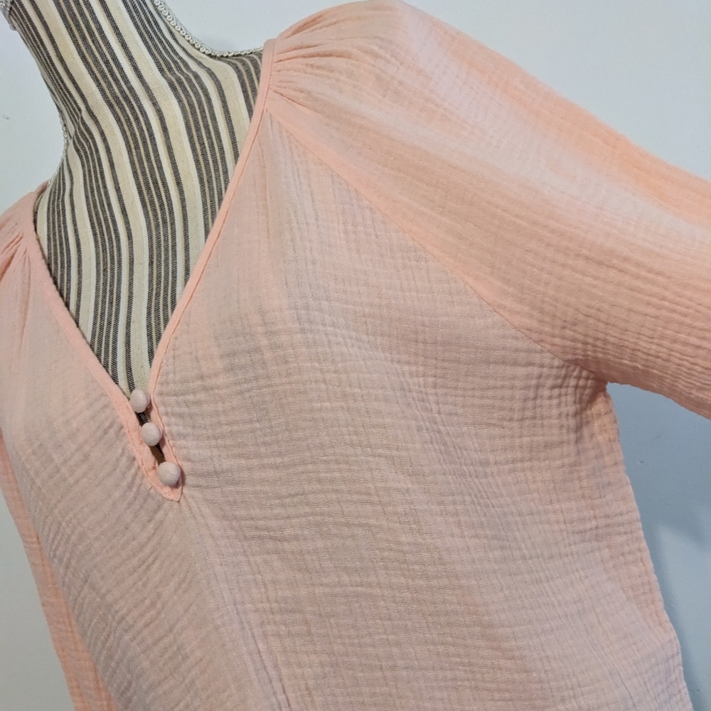 Caslon oversized gauzy cotton  v-neck top long sleeve nwt - Picture 4 of 16